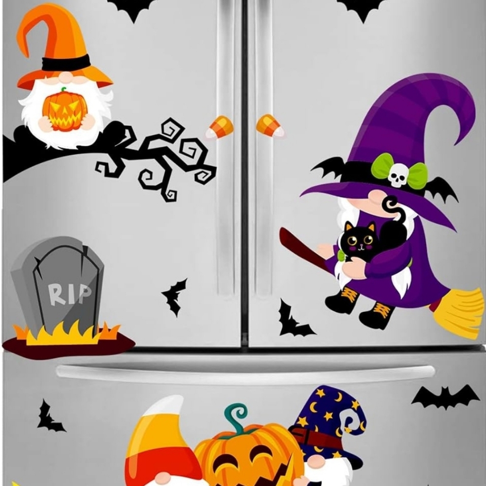 100Pcs Halloween Clings, Witch Ghost Double-Side Pumpkin Bat Window Wall Sticker